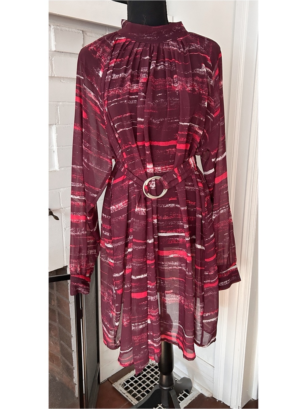 Women’s High Neck Lightweight Dress in Gorgeous Burgundy and Reds